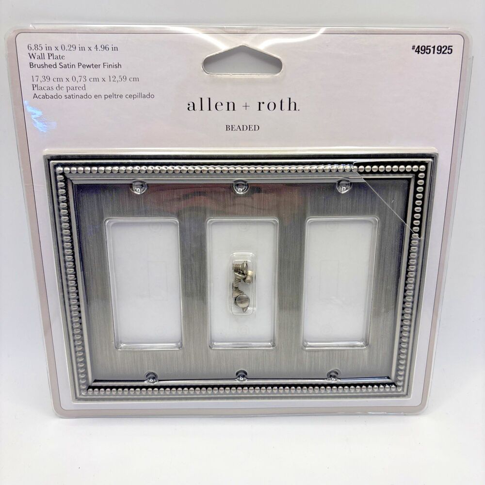 NEW! allen + roth Beaded Brushed Satin Pewter Metal Indoor WALL PLATE #4951925